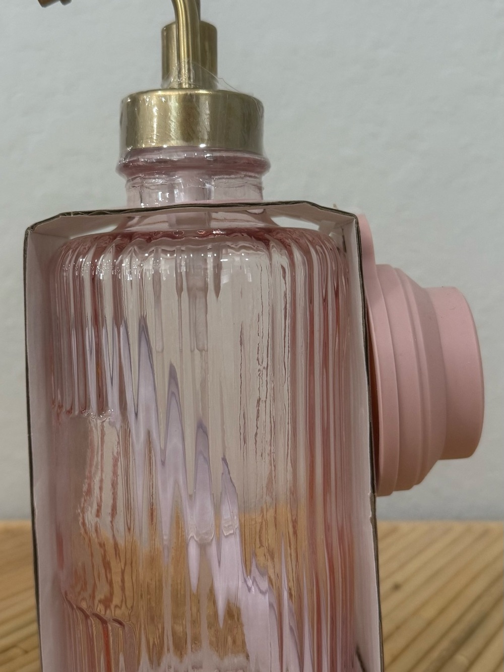 CWC Cook with Color Light Pink Ribbed Glass Syrup Dispenser Collapsible Funnel - Picture 4 of 7